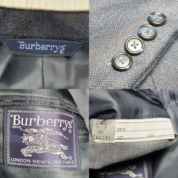 Vintage 2pc Burberrys Grey Wool Suit Jacket & Trouser Set - Picture 11 of 16